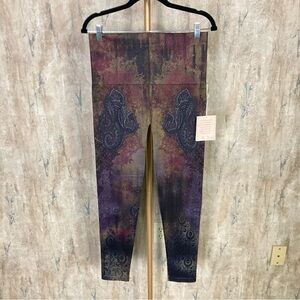 M Rena Leggings One Size Paisley Abstract Print Boho Whimsical NWT
